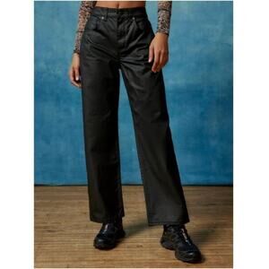 Urban Outfitters BDG Bella Baggy Jeans Coated Waxed Denim Black High Rise Sz 26